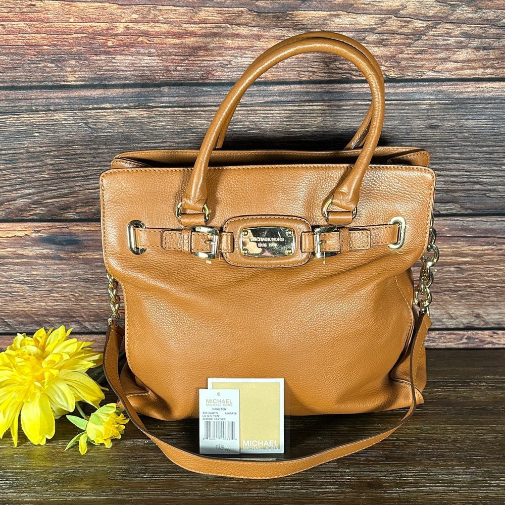 NWT Michael Kors Tan Leather Hamilton Tote Bag!